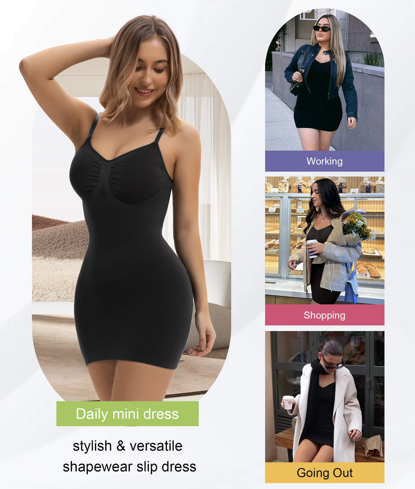 SHAPEDY Seamless Tummy Control Sculpting Slip Dress