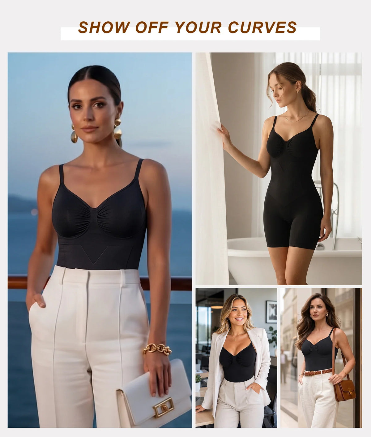 SHAPEDY Contour X-Panel Wireless-Bust Mid-Thigh Bodysuit