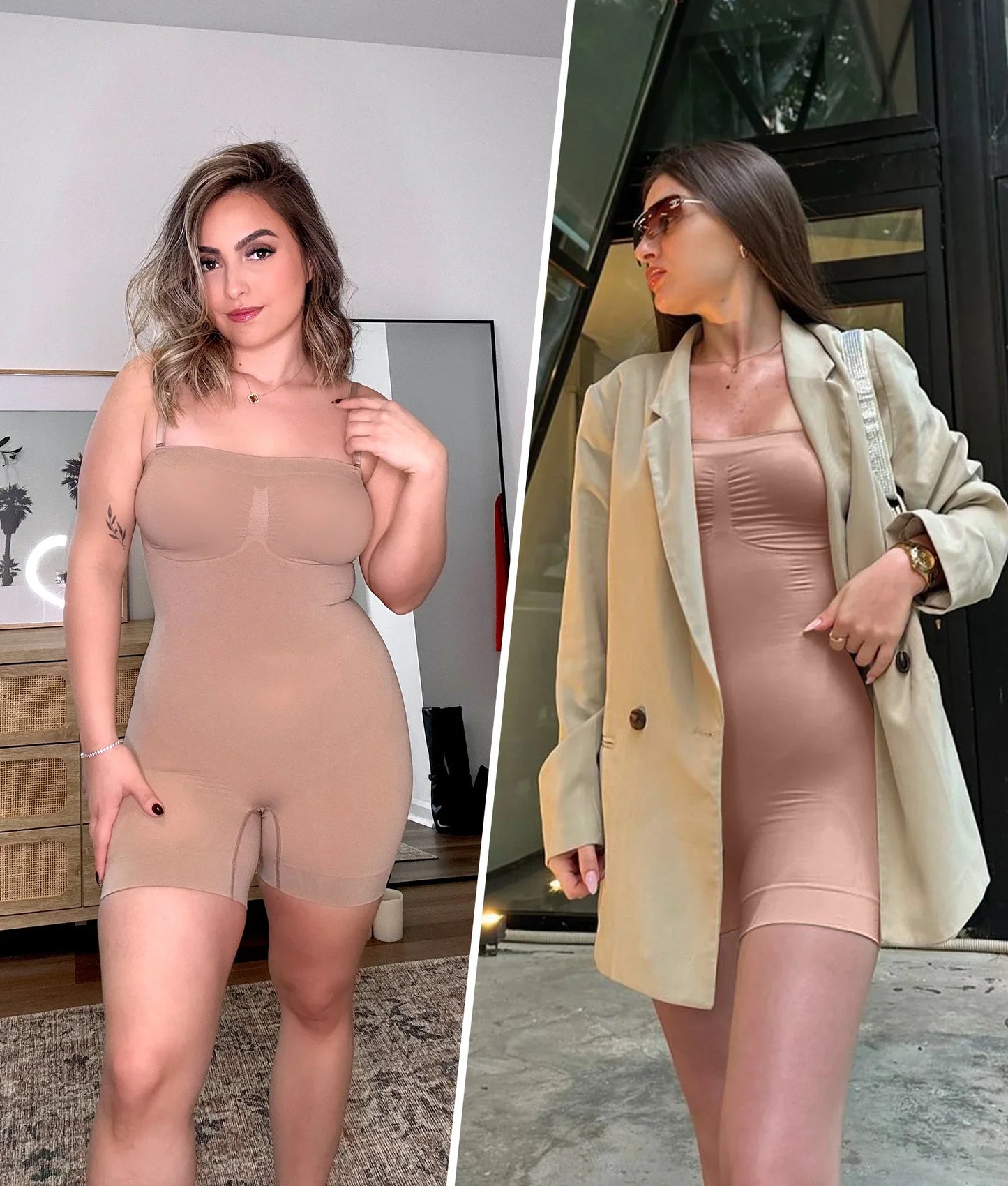 SHAPEDY Seamless Short Bodysuit with Removable Straps