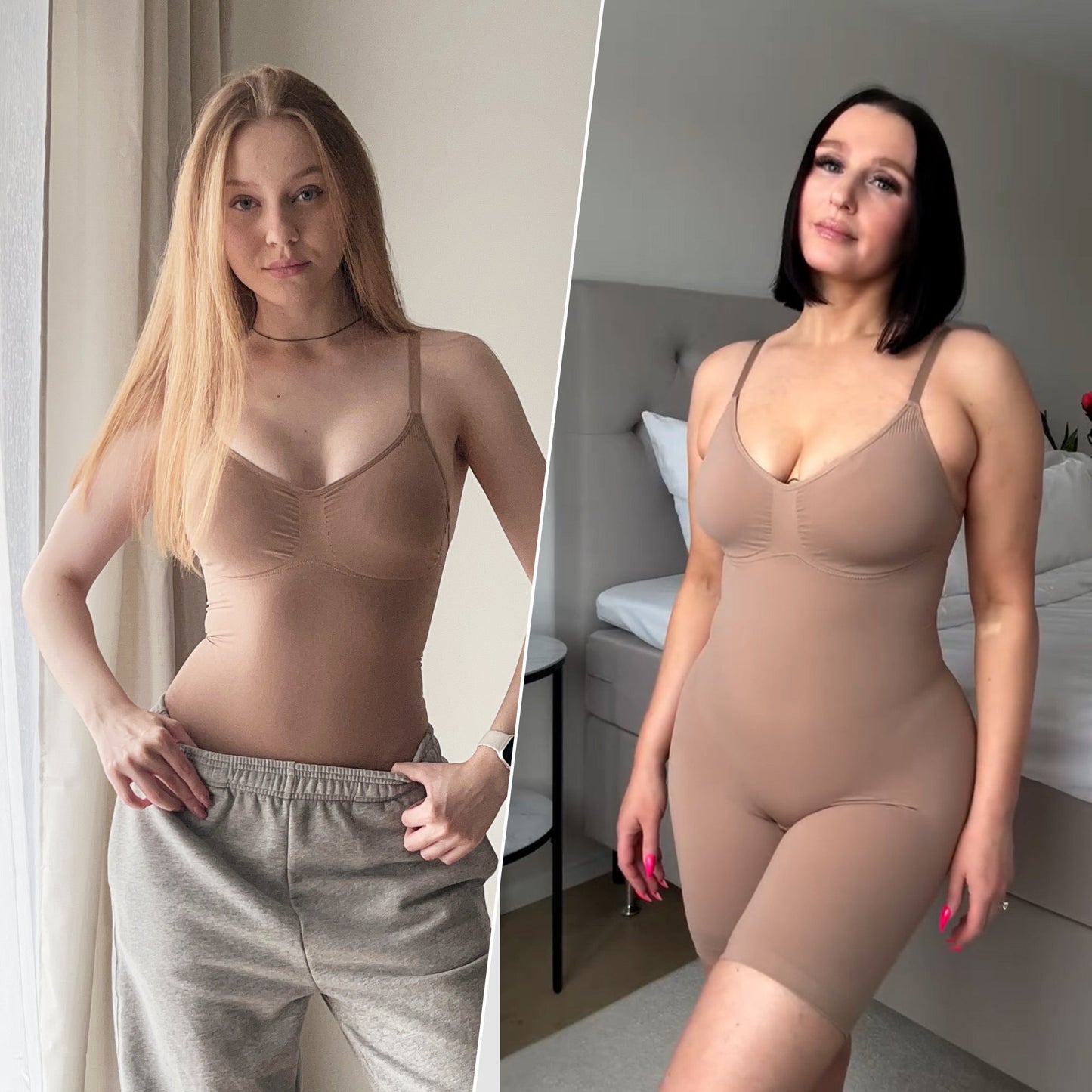 SHAPEDY Mid-Thigh Tummy Control Bodysuit with Removable Pads