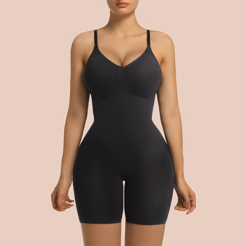 SHAPEDY Mid-Thigh Tummy Control Bodysuit with Removable Pads