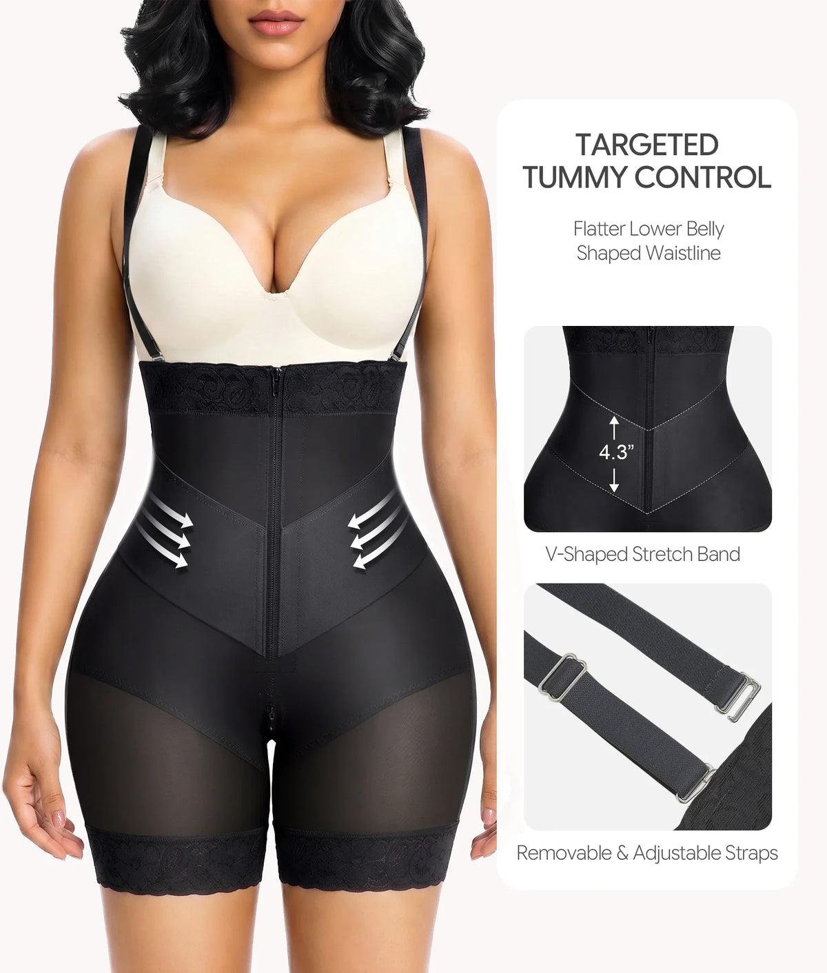 SHAPEDY V-Shaped Strapless Shaper Shorts with Removable Straps