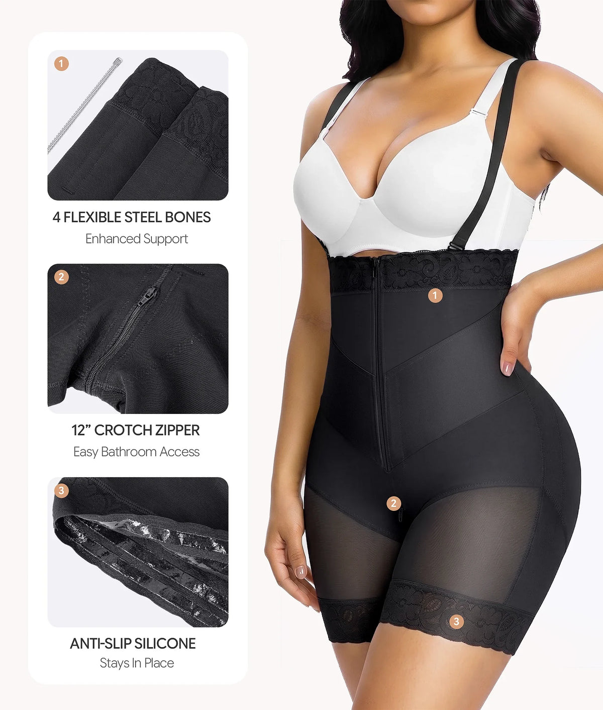 SHAPEDY V-Shaped Strapless Shaper Shorts with Removable Straps