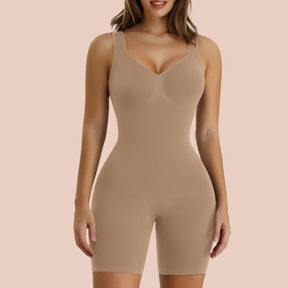 SHAPEDY Seamless Wide Starps Mid-Thigh Bodysuit