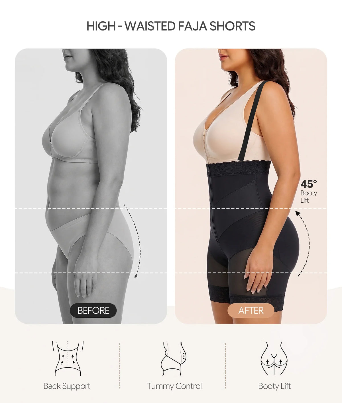 SHAPEDY V-Shaped Strapless Shaper Shorts with Removable Straps