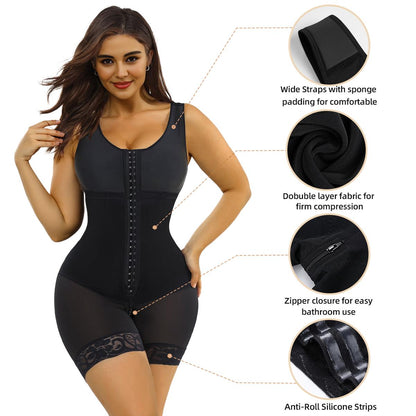 SHAPEDY Full Body Hooked Faja Bodysuit with Zipper Crotch