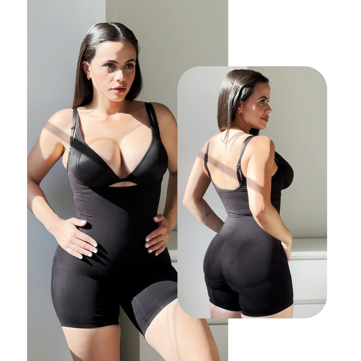 SHAPEDY Seamless Open-Bust Tummy Control Shorts Bodysuit