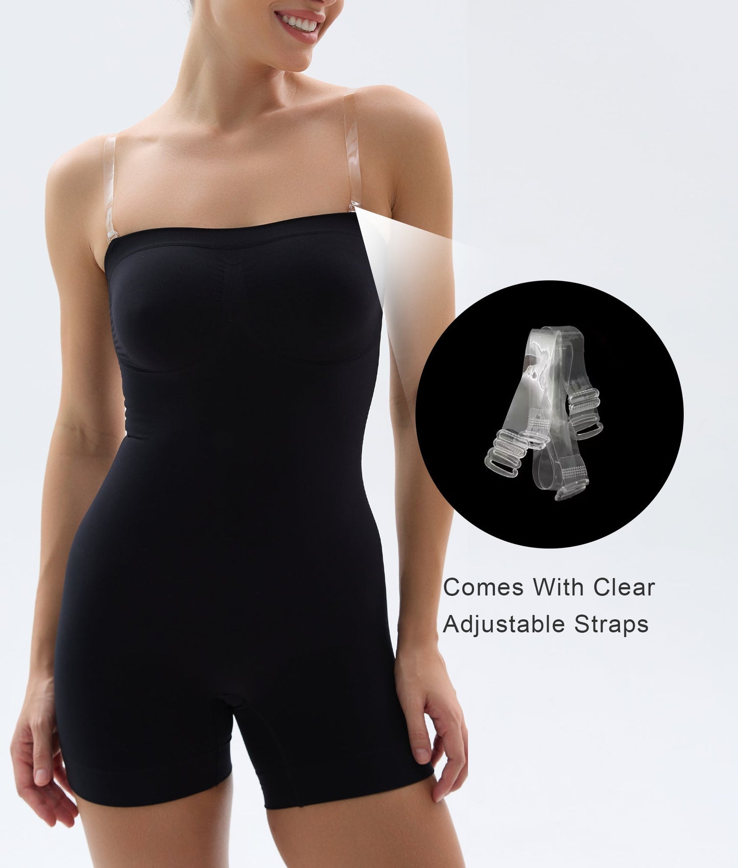 SHAPEDY Seamless Short Bodysuit with Removable Straps