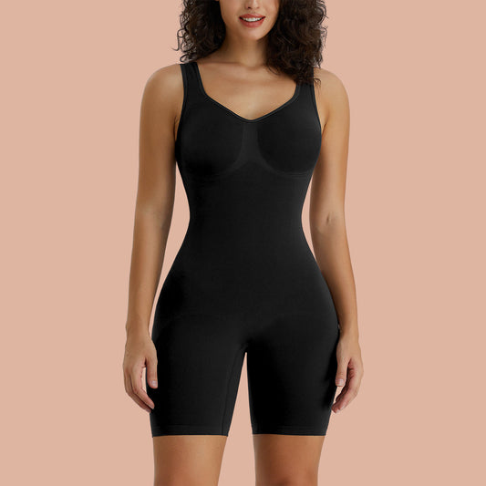 SHAPEDY Seamless Wide Starps Mid-Thigh Bodysuit