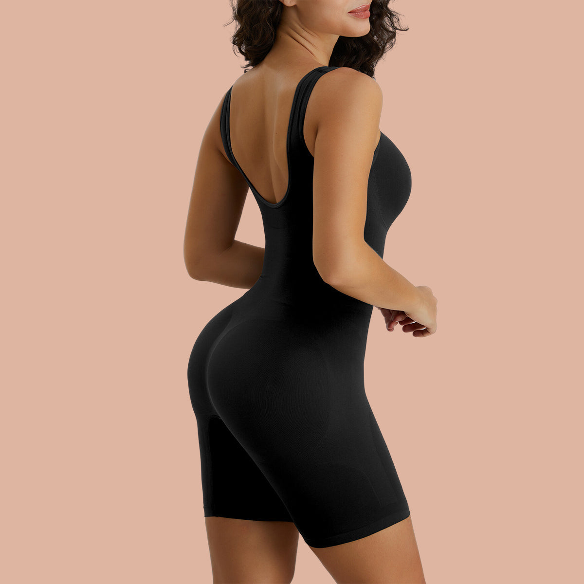 SHAPEDY Seamless Wide Starps Mid-Thigh Bodysuit
