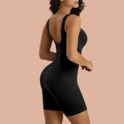 SHAPEDY Seamless Wide Starps Mid-Thigh Bodysuit