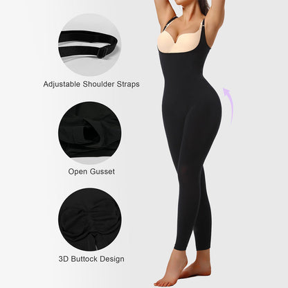 SHAPEDY 3-in-1 Seamless Open-Bust Tummy Control Legging Bodysuit