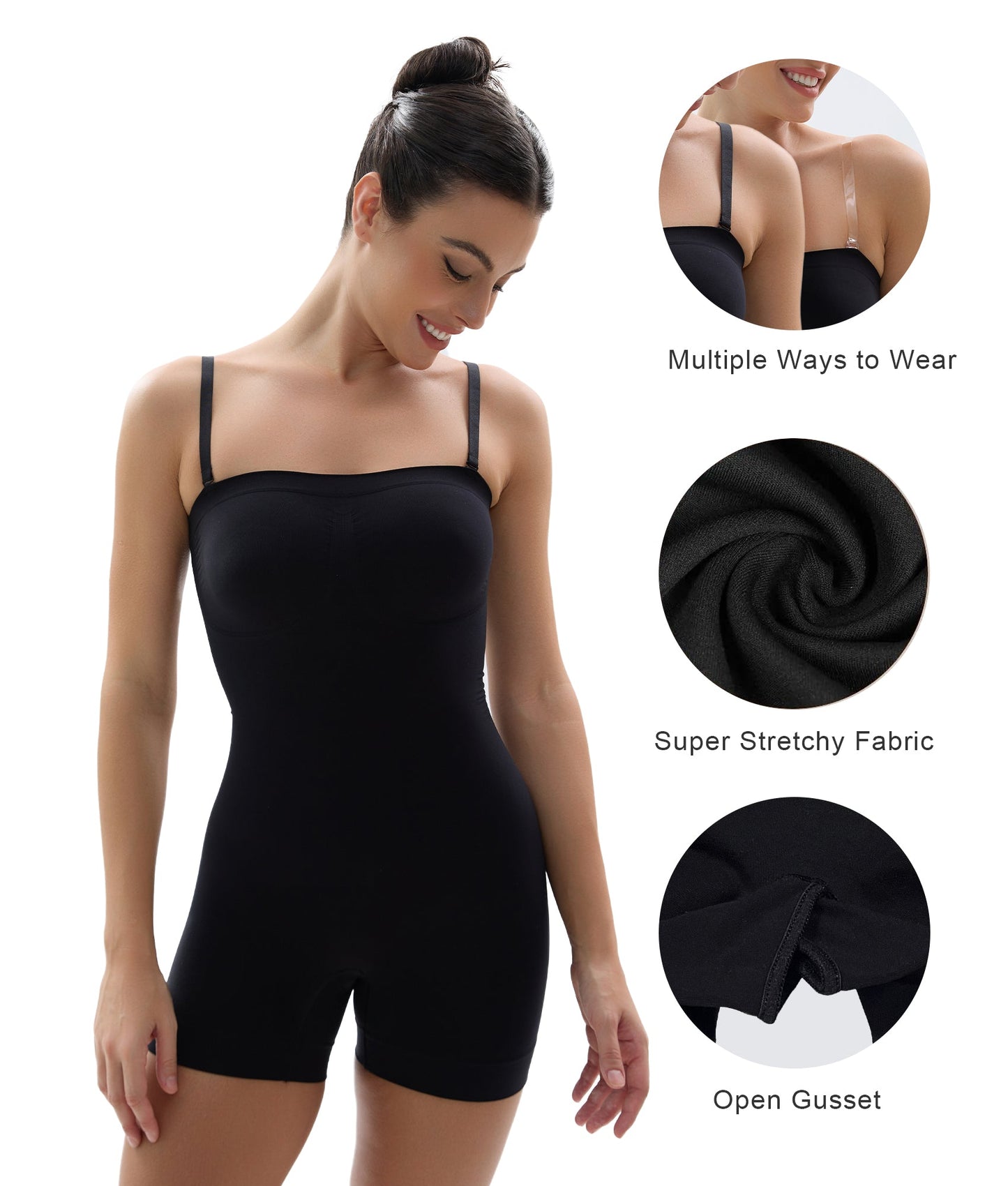 SHAPEDY Seamless Short Bodysuit with Removable Straps