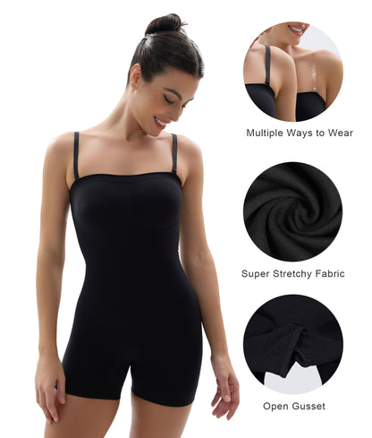 SHAPEDY Seamless Short Bodysuit with Removable Straps
