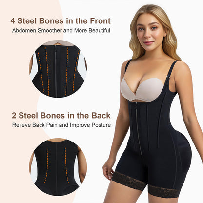 SHAPEDY 6-Steel-Bones Tummy Control Zip & Hooks Faja with Butt Lift