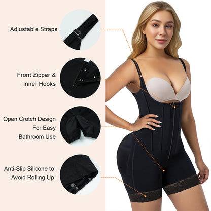 SHAPEDY 6-Steel-Bones Tummy Control Zip & Hooks Faja with Butt Lift