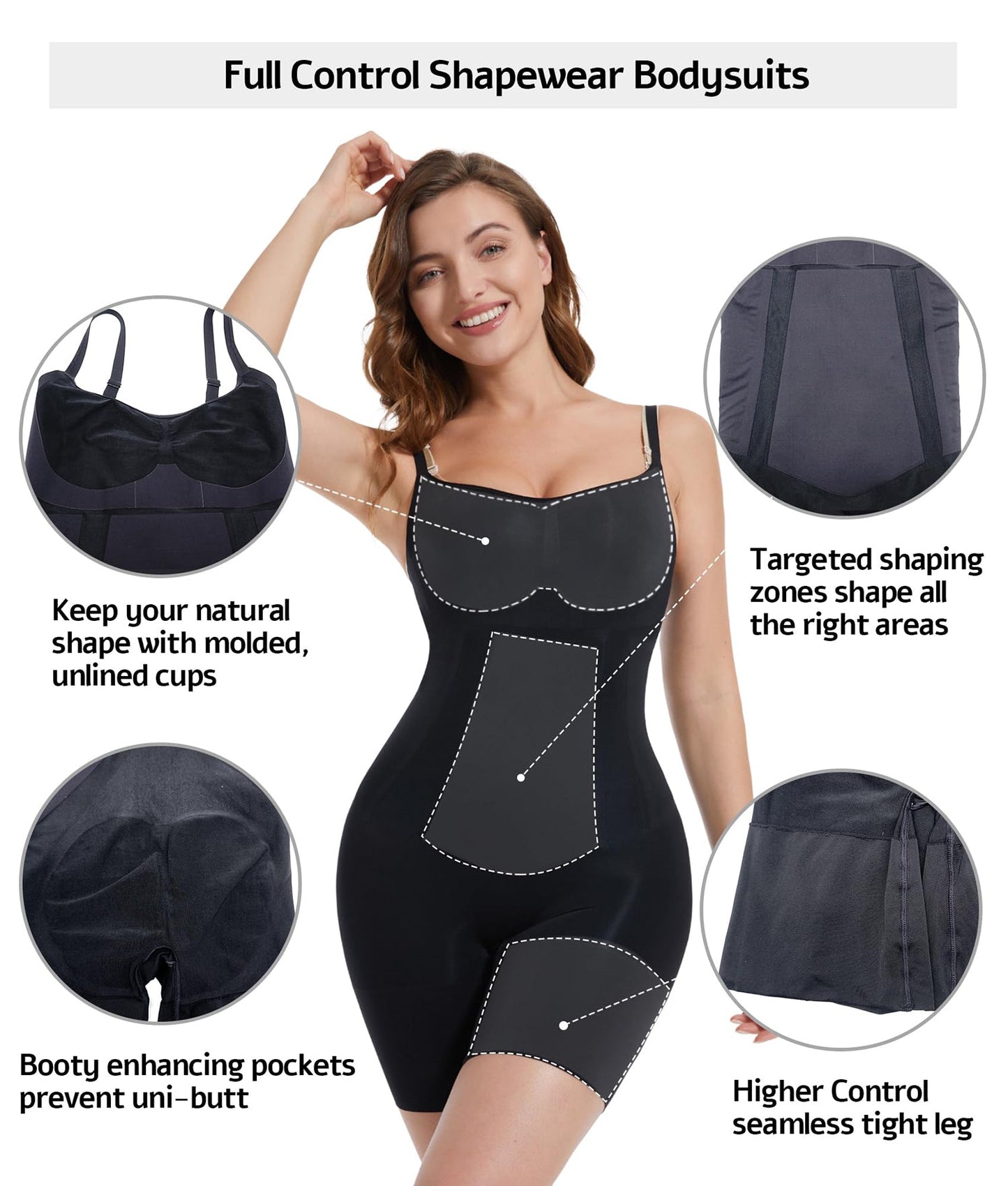 SHAPEDY One-Piece Seamless Core-Sculpting Shorts Bodysuit
