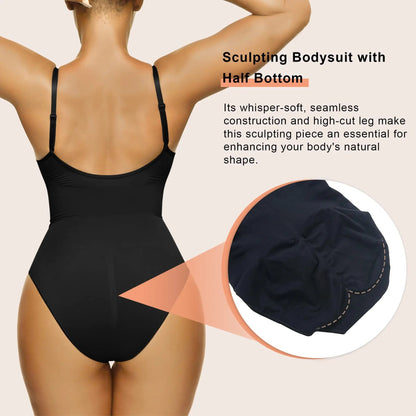 SHAPEDY Seamless Adjustable Straps Tummy Control Brief Bodysuit