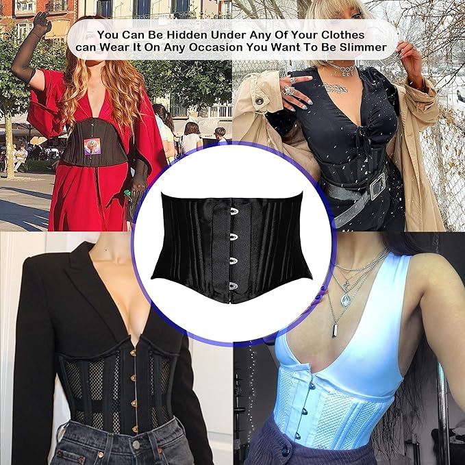 SHAPERX 24-Steel-Bones Classic Cotton Corset Heavy Duty Waist Trainer