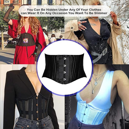 SHAPERX 24-Steel-Bones Classic Cotton Corset Heavy Duty Waist Trainer