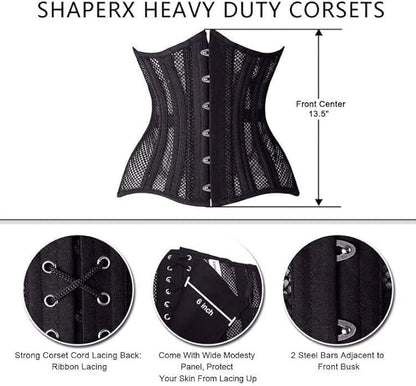 SHAPERX Longline 24-Steel-Bones Heavy Duty Cincher Weight Loss Corset