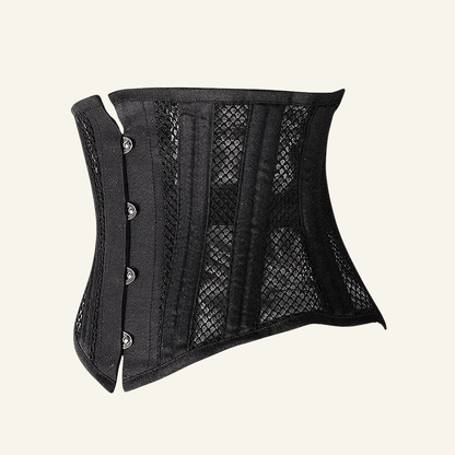 SHAPERX 26-Steel-Bones Mesh Corset Breathable Waist Trainer for Short Torso