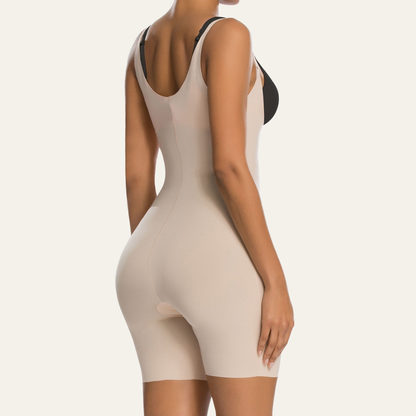 SHAPEDY One-Piece Seamless Core-Sculpting Open-Bust Shorts Bodysuit