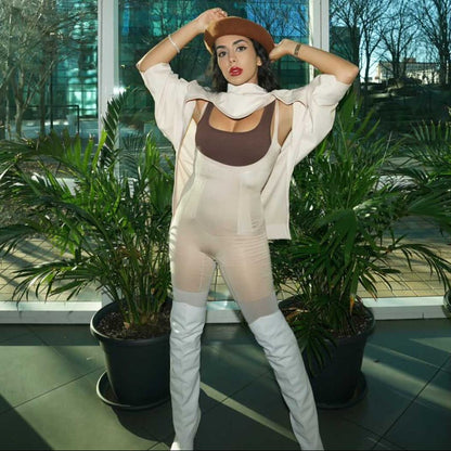 SHAPEDY One-Piece Seamless Core-Sculpting Open-Bust Shorts Bodysuit