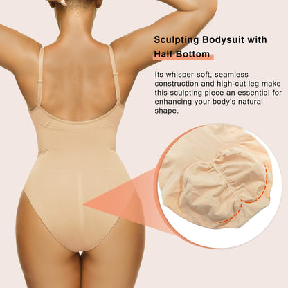 SHAPEDY Seamless Adjustable Straps Tummy Control Brief Bodysuit