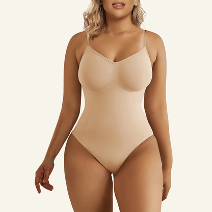 SHAPEDY Seamless Adjustable Straps Tummy Control Thong Bodysuit