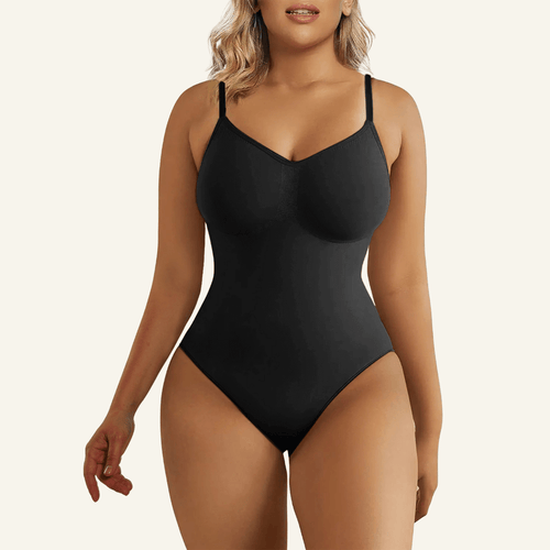 SHAPEDY Seamless Adjustable Straps Tummy Control Thong Bodysuit