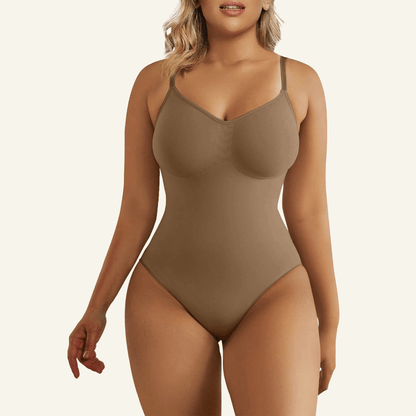 SHAPEDY Seamless Adjustable Straps Tummy Control Thong Bodysuit
