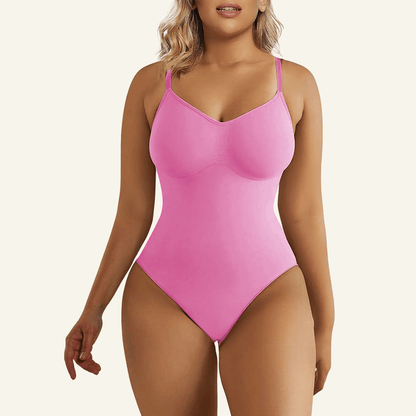 SHAPEDY Seamless Adjustable Straps Tummy Control Thong Bodysuit