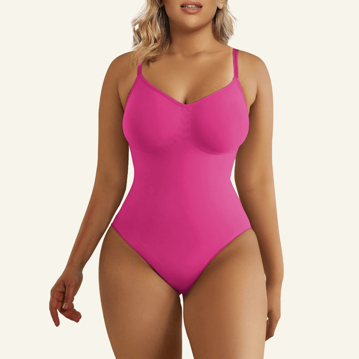 SHAPEDY Seamless Adjustable Straps Tummy Control Thong Bodysuit