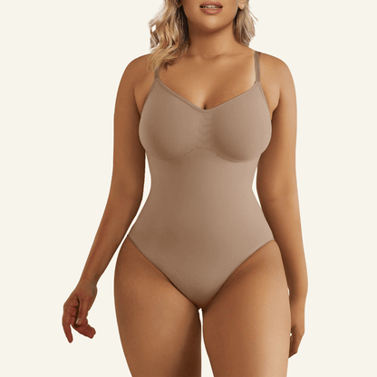 SHAPEDY Seamless Adjustable Straps Tummy Control Thong Bodysuit