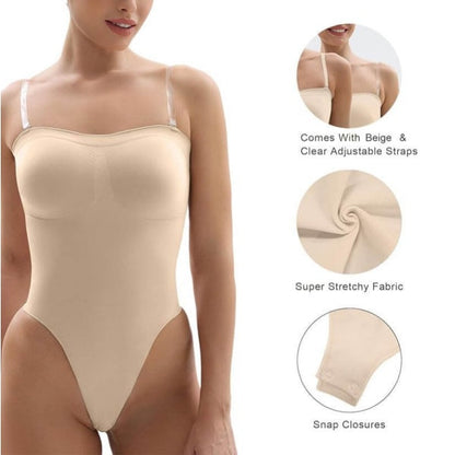 SHAPEDY Seamless Thong Bodysuit with Removable Straps