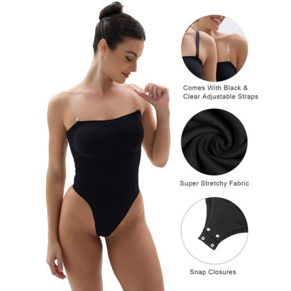 SHAPEDY Seamless Thong Bodysuit with Removable Straps