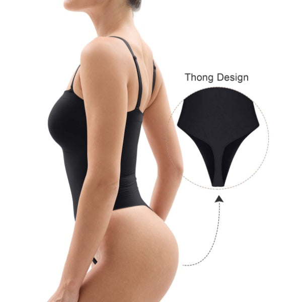 SHAPEDY Seamless Thong Bodysuit with Removable Straps