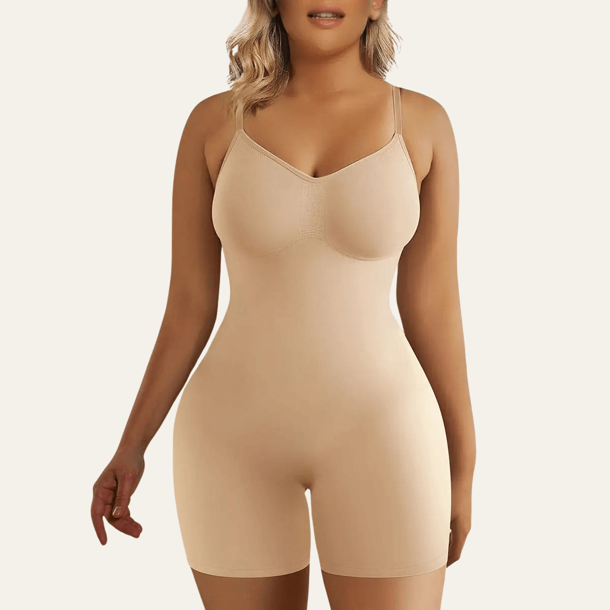 SHAPEDY Seamless Adjustable Straps Tummy Control Shorts Bodysuit