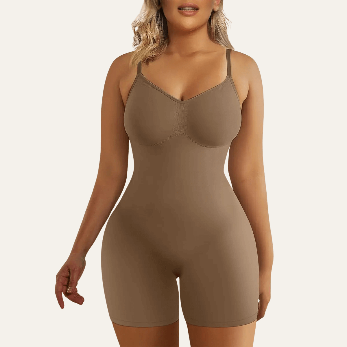 SHAPEDY Seamless Adjustable Straps Tummy Control Shorts Bodysuit