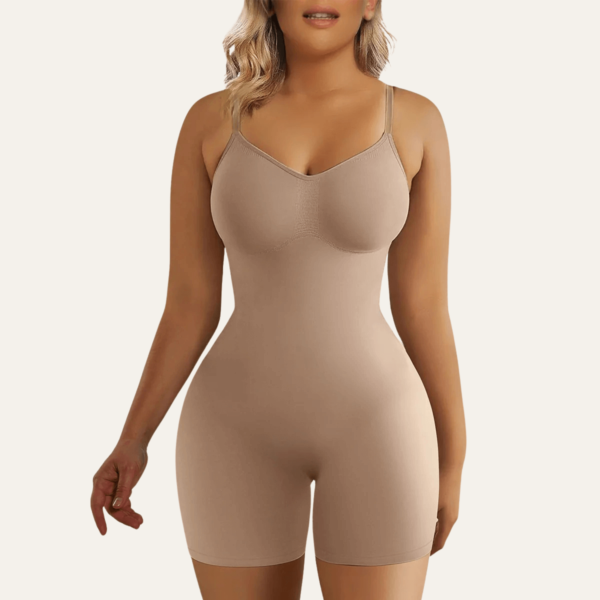 SHAPEDY Seamless Adjustable Straps Tummy Control Shorts Bodysuit
