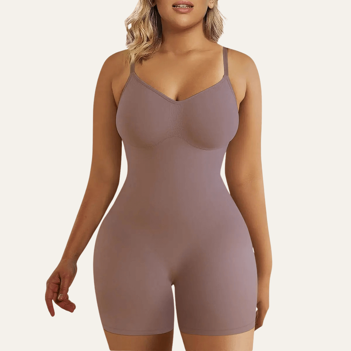 SHAPEDY Seamless Adjustable Straps Tummy Control Shorts Bodysuit