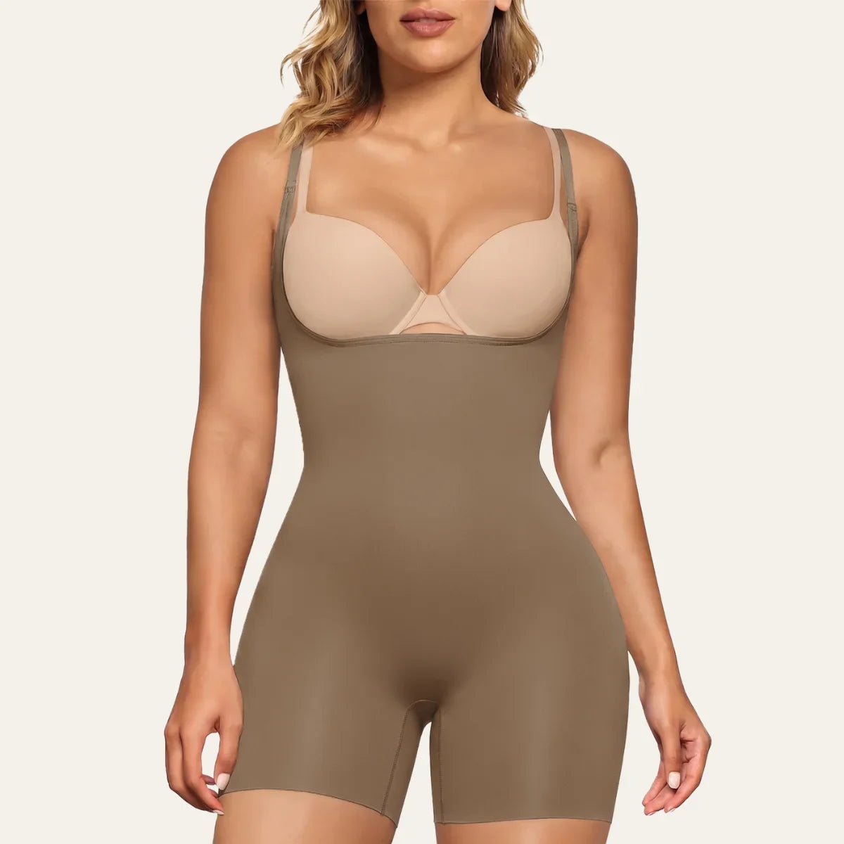 SHAPEDY Seamless Open-Bust Tummy Control Shorts Bodysuit