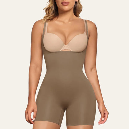SHAPEDY Seamless Open-Bust Tummy Control Shorts Bodysuit
