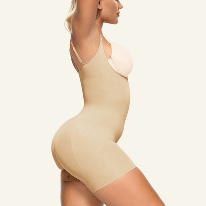 SHAPEDY Seamless Open-Bust Tummy Control Shorts Bodysuit