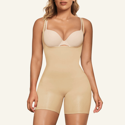SHAPEDY Seamless Open-Bust Tummy Control Shorts Bodysuit