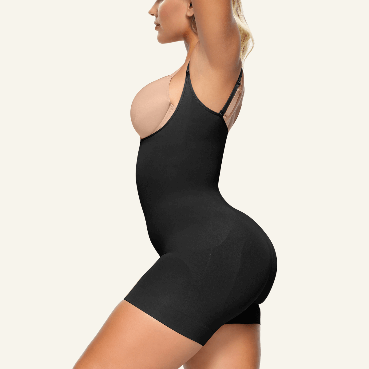 SHAPEDY Seamless Open-Bust Tummy Control Shorts Bodysuit