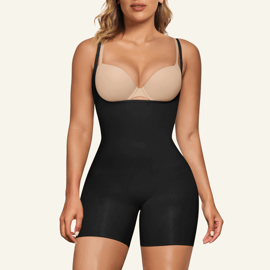 SHAPEDY Seamless Open-Bust Tummy Control Shorts Bodysuit