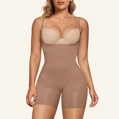 SHAPEDY Seamless Open-Bust Tummy Control Shorts Bodysuit