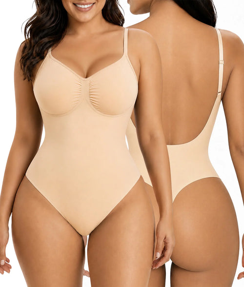 SHAPEDY Seamless Low-Back Tummy Control Thong Bodysuit